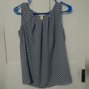 2/$25 Loft Women's Sleeveless Blue and White Pattern Blouse Size Small